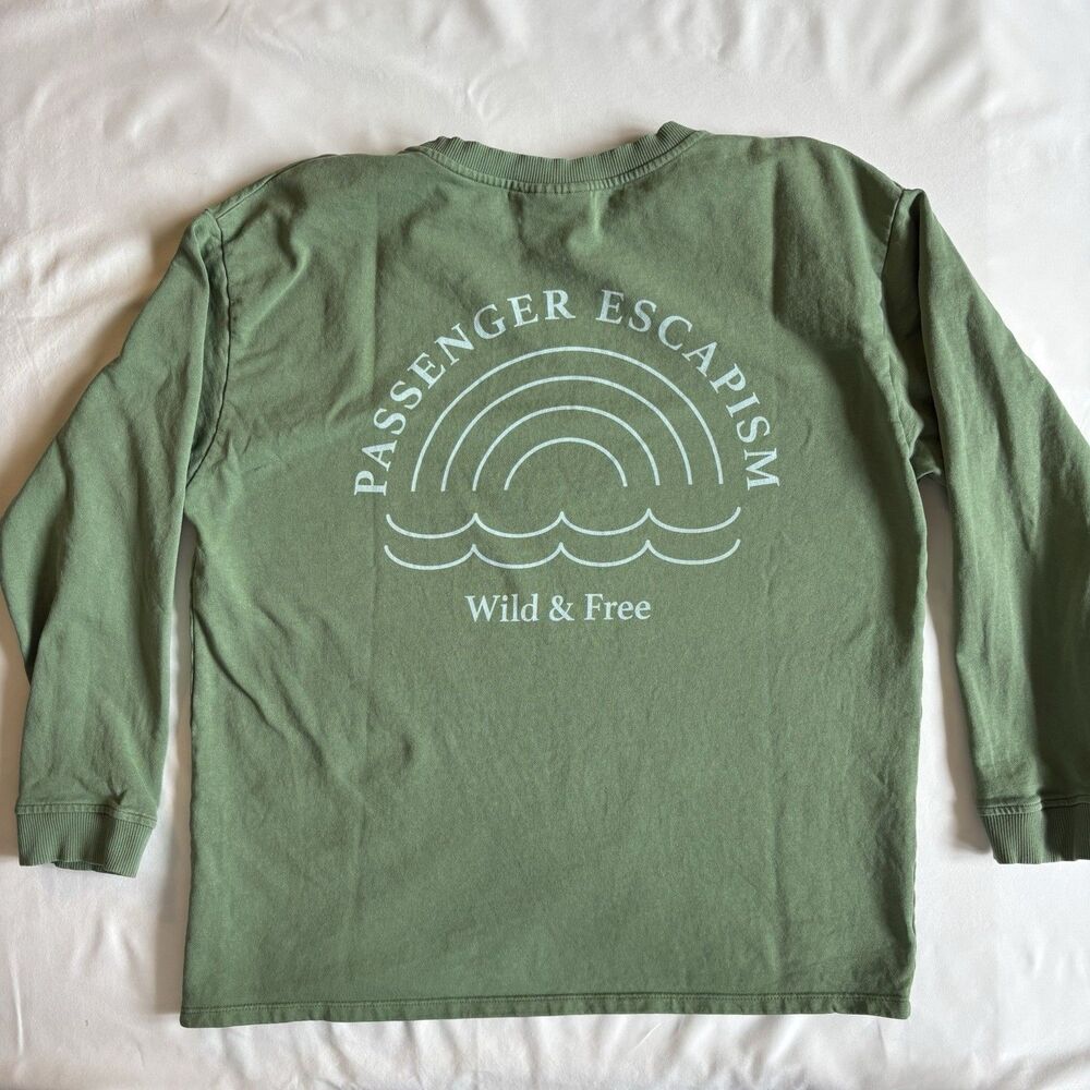 UK Passenger Sweatshirt‎ Women Green Cotton Surf Beach Rainbow Medium Gorpcore